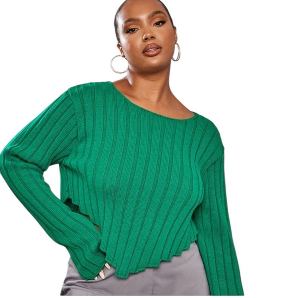 PrettyLittleThing Bright Green Crop Sweater Size XXL NEW